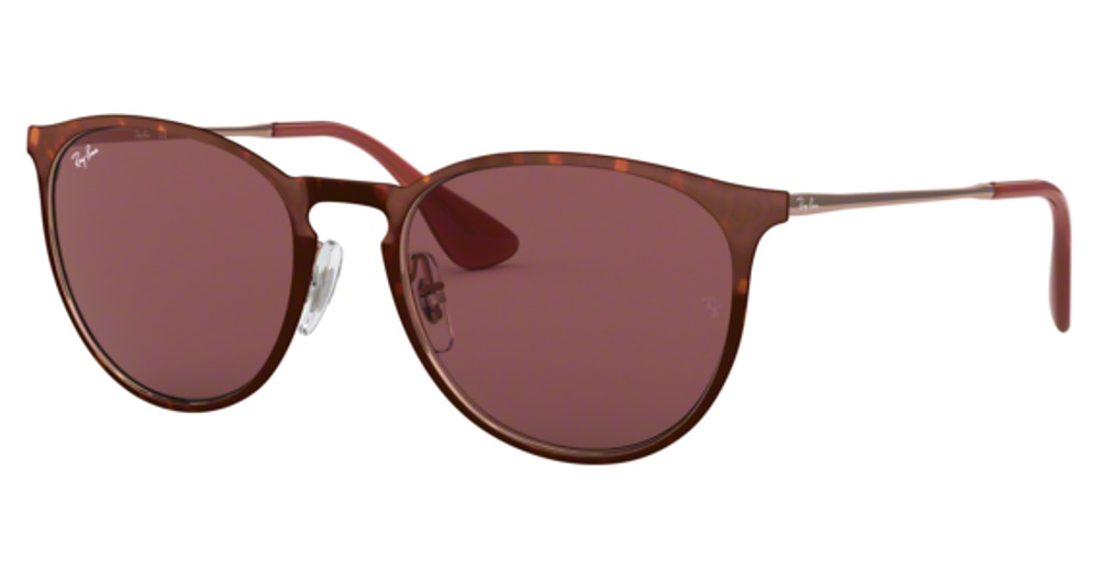 Ray-Ban RB3539 ERIKA METAL round sunglasses in Havana/Dark Violet