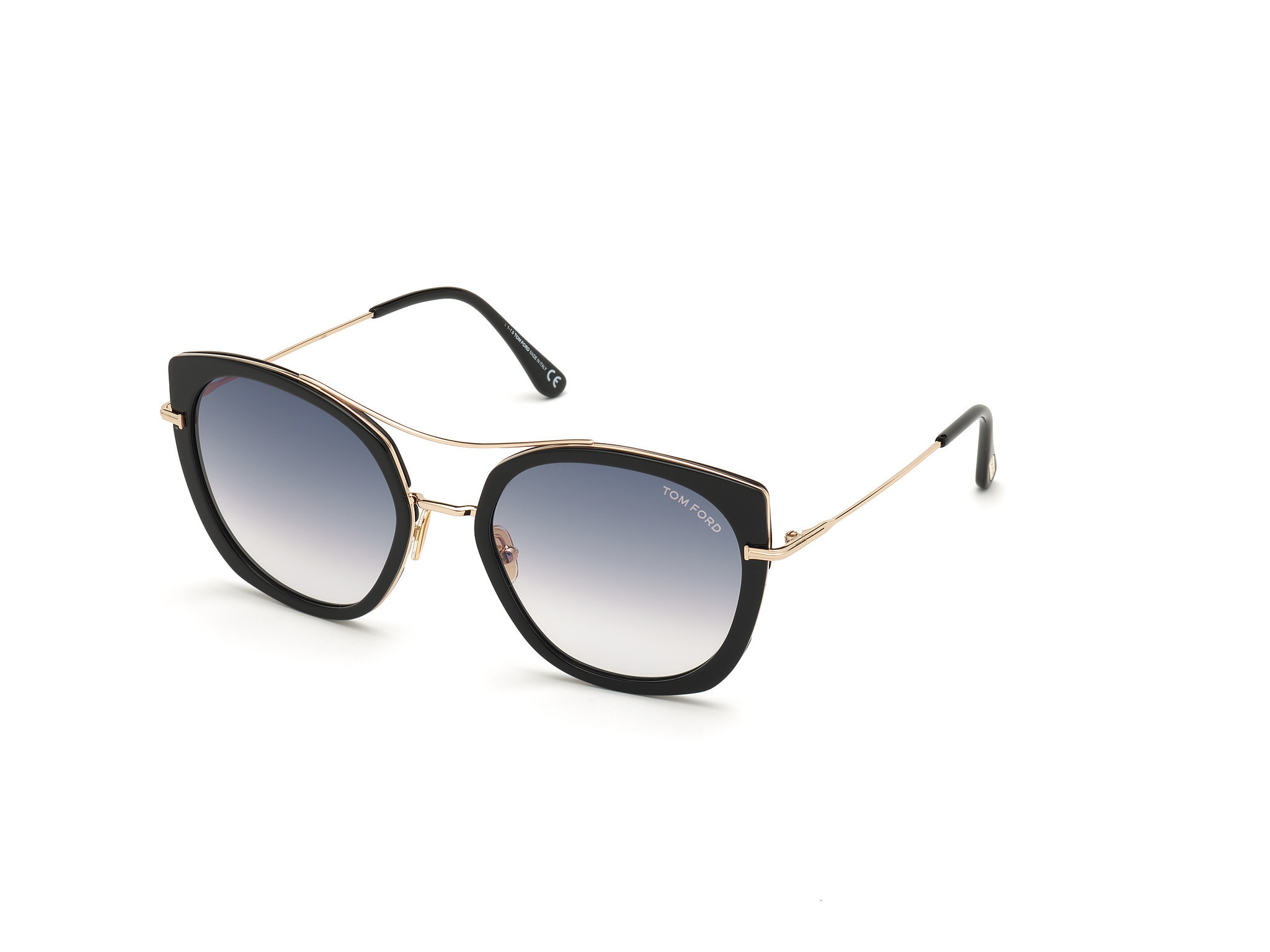 Tom Ford FT0760-F Joey round sunglasses in Shiny Black Acetate W. Shiny Rose