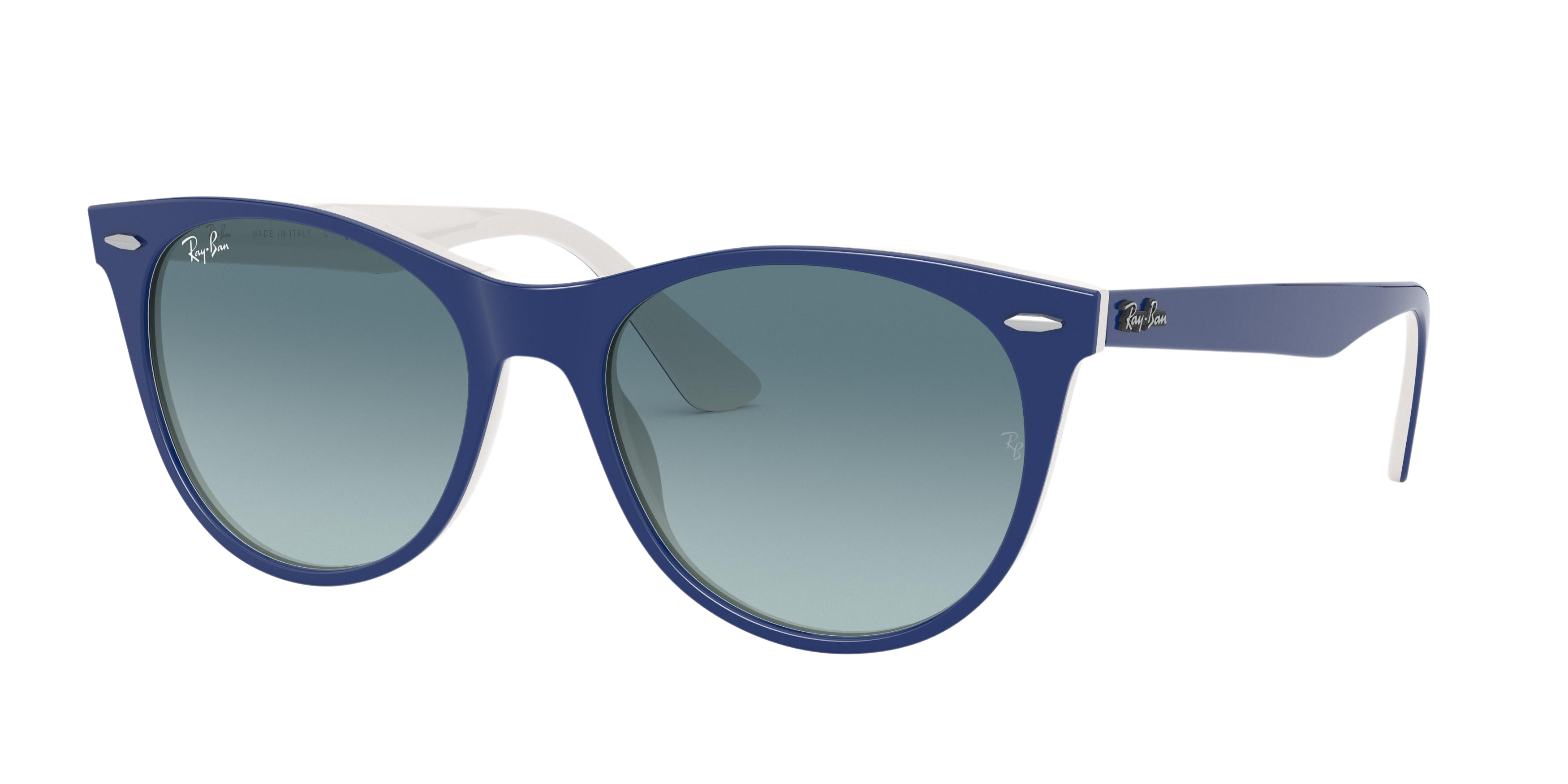 Ray-Ban RB2185F round sunglasses in Blue on White