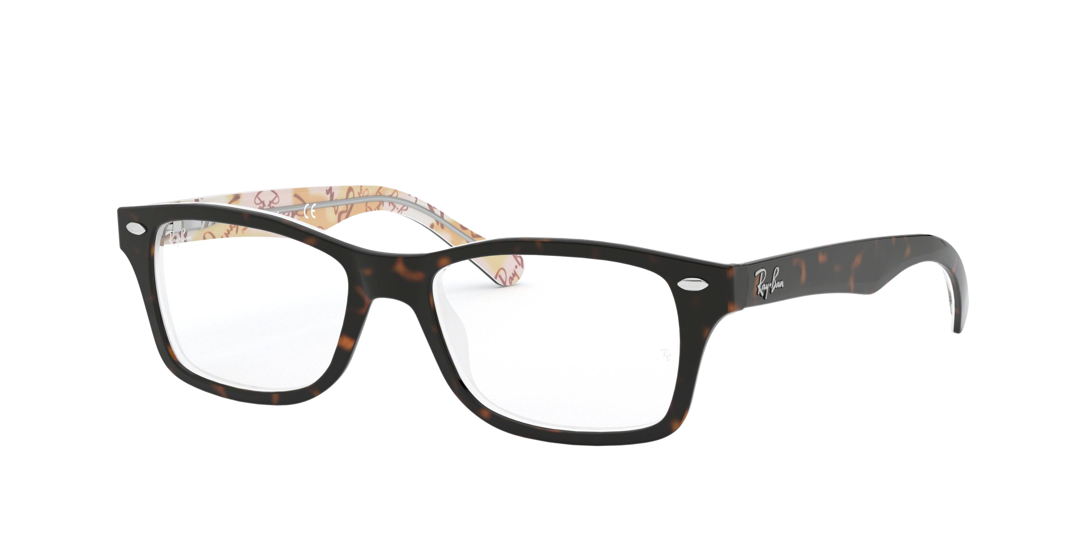 Ray-Ban RY1531 square eyeglasses in Havana on Texture Pink Brown