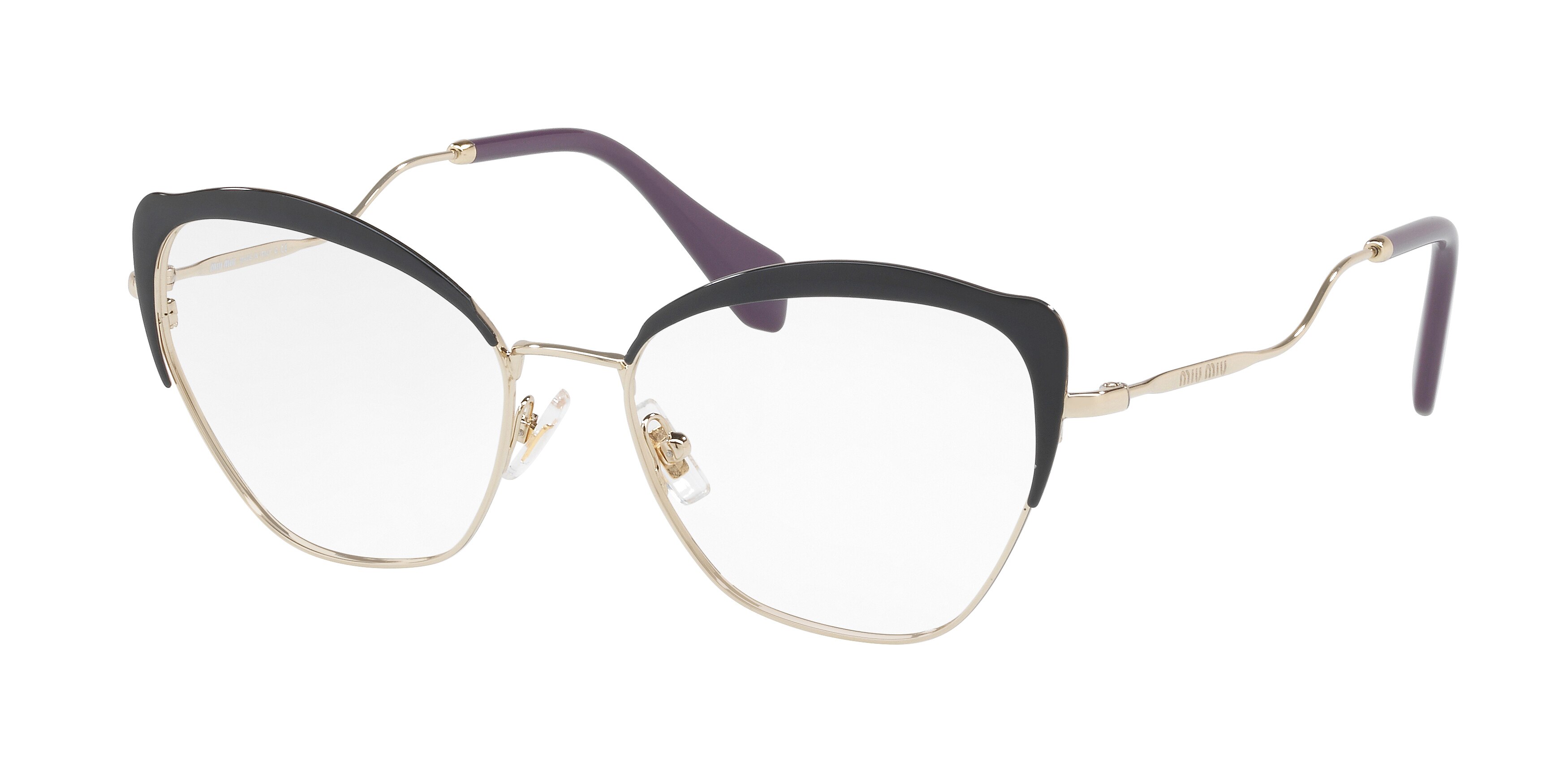 Miu Miu MU 54PV cateye eyeglasses in Black/Pale Gold