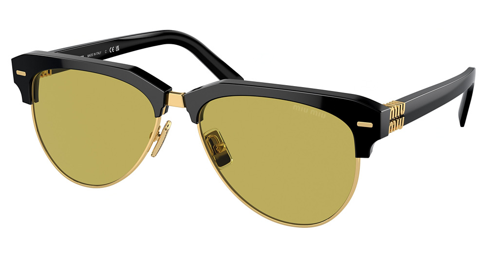 Miu Miu MU 09ZS round sunglasses in Black/Olive Green