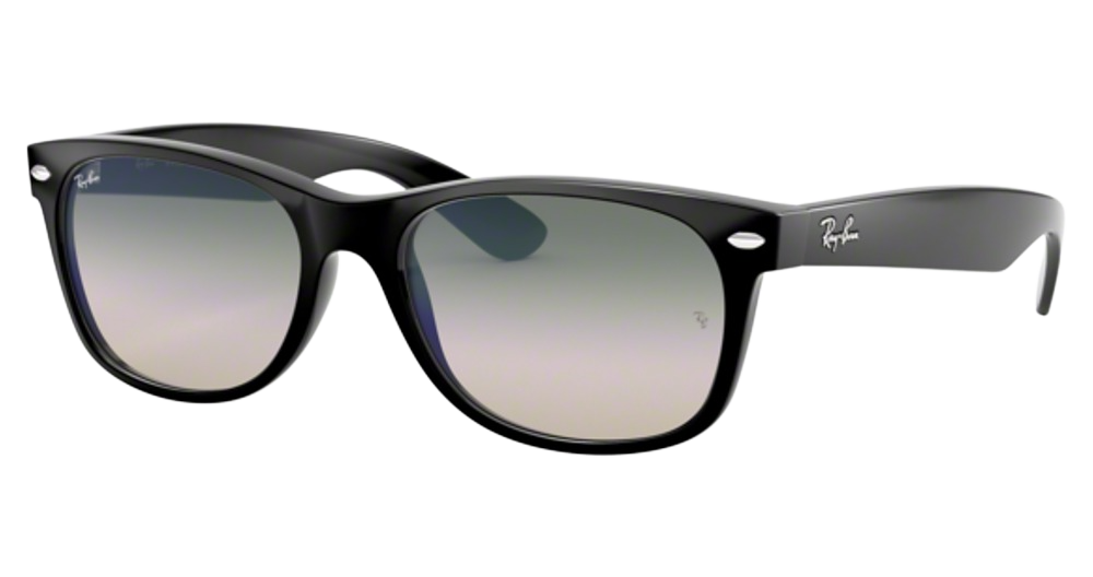 Ray-Ban RB2132F NEW WAYFARER round sunglasses in Black/Clear Gradient Green