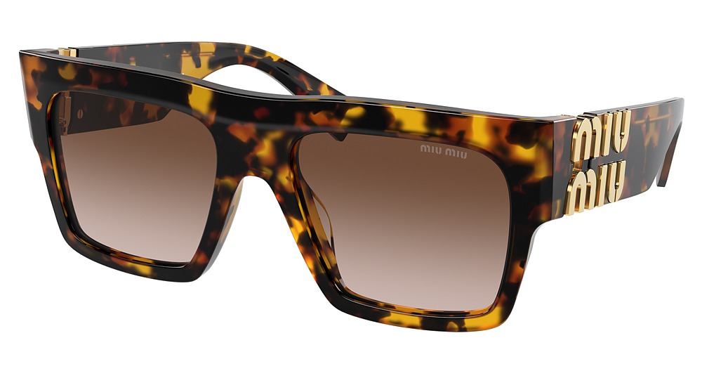 Miu Miu MU 10WS square sunglasses in Honey Havana/Brown Gradient