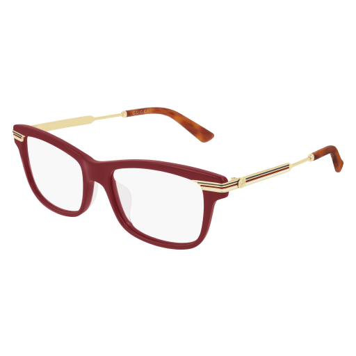 Gucci GG0524O rectangle eyeglasses in Burgundy Gold Transparent