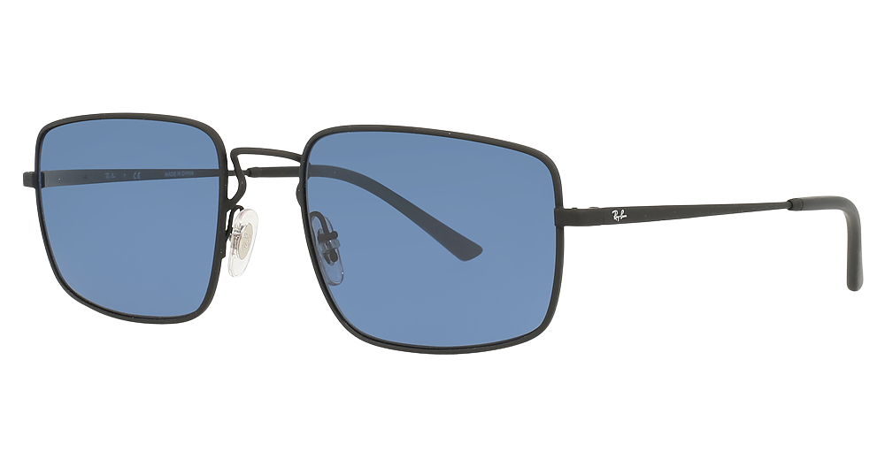 Ray-Ban RB3669 rectangle sunglasses in Rubber Black/Dark Blue
