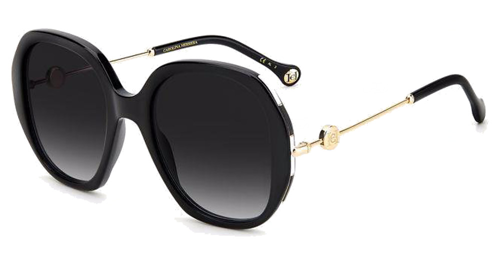 Carolina Herrera CH 0019/S square sunglasses in Black/Dark Grey Shaded
