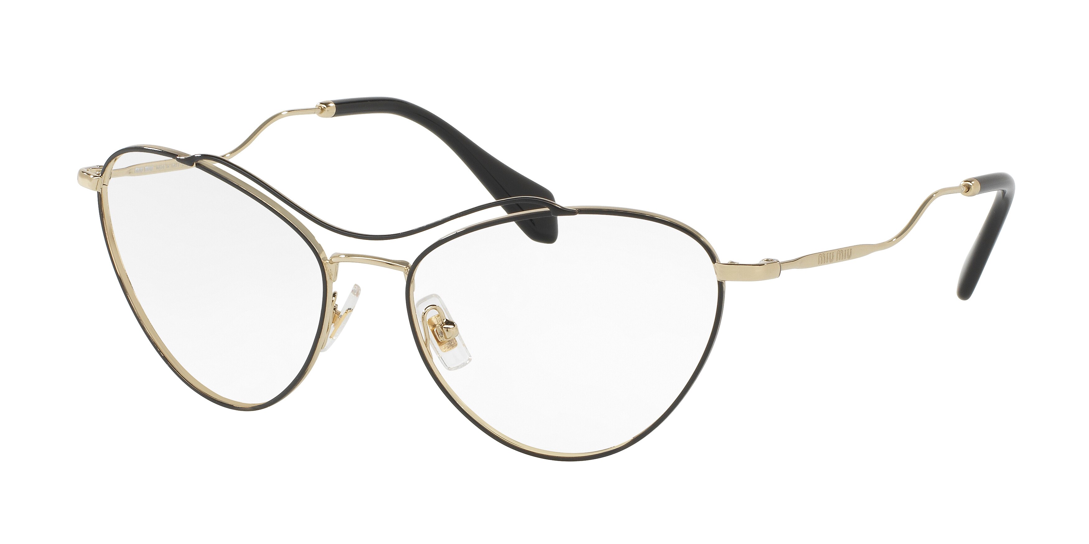 Miu Miu MU 53PV cateye eyeglasses in Pale Gold/Black