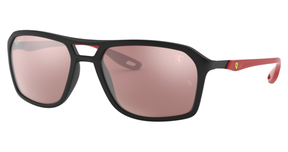 Ray-Ban RB4329M aviator sunglasses in Matte Black/Purple Mirror Silver