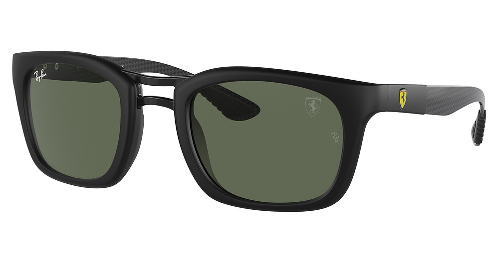 Ray-Ban RB8362M round sunglasses in Matte Black/Dark Green
