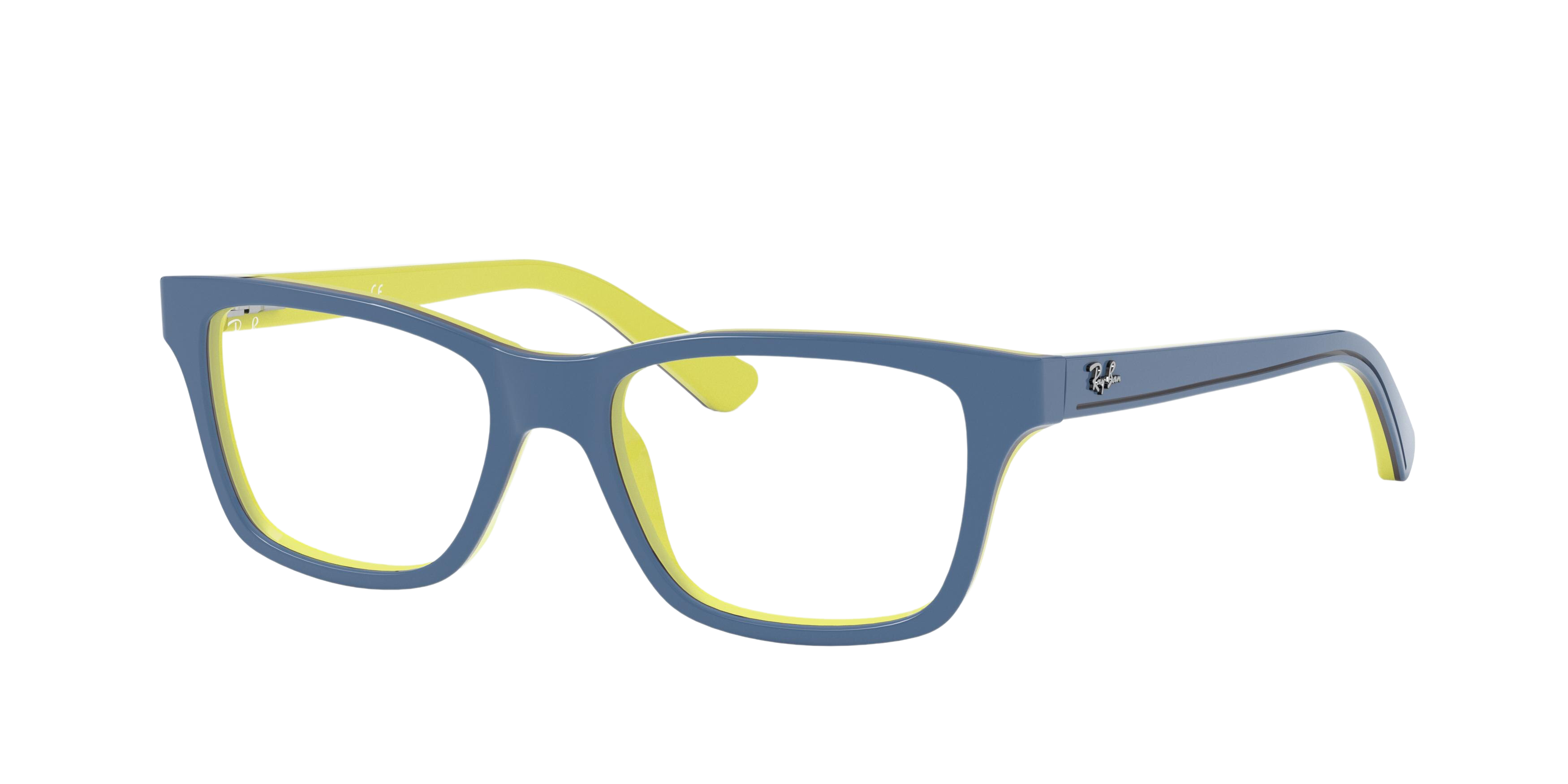 Ray-Ban RY1536 square eyeglasses in Top Blue on Yellow/Black