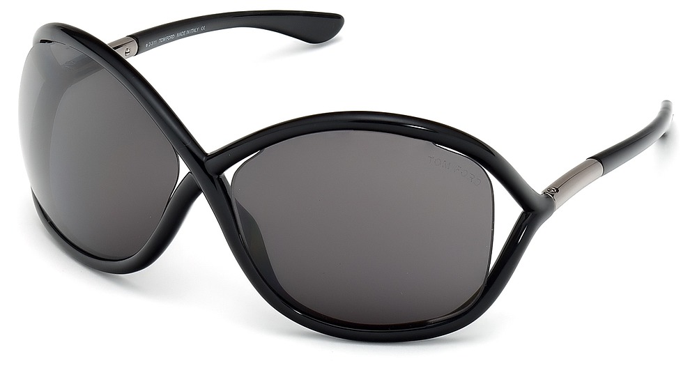 Tom Ford FT0009 irregular sunglasses in Shiny Black/Smoke