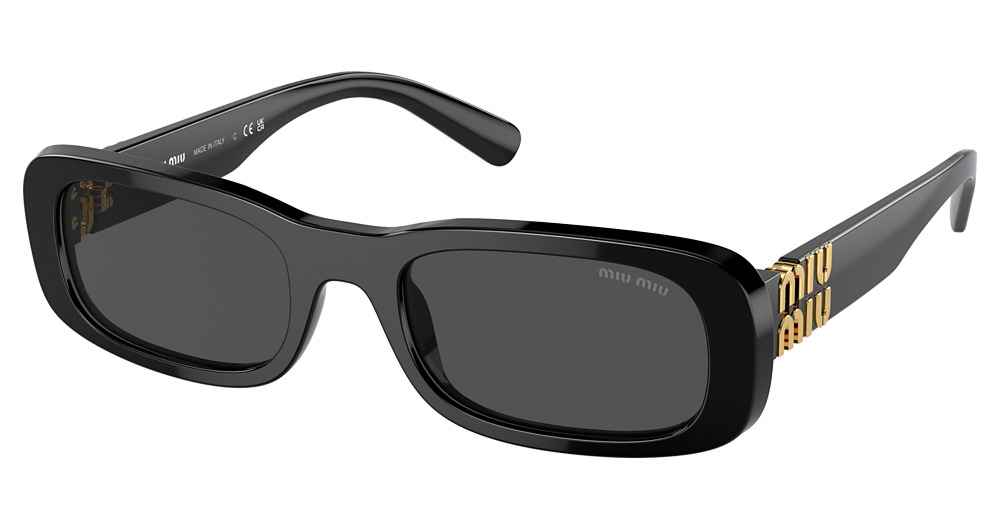 Miu Miu MU 08ZS rectangle sunglasses in Black/Dark Grey