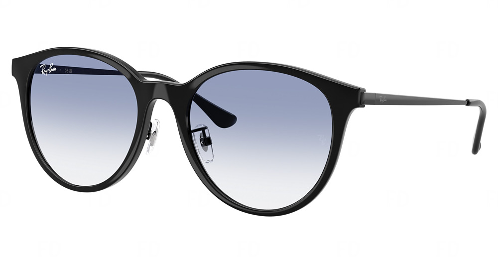 Ray-Ban RB4334D round sunglasses in Black/Clear Gradient Light Blue