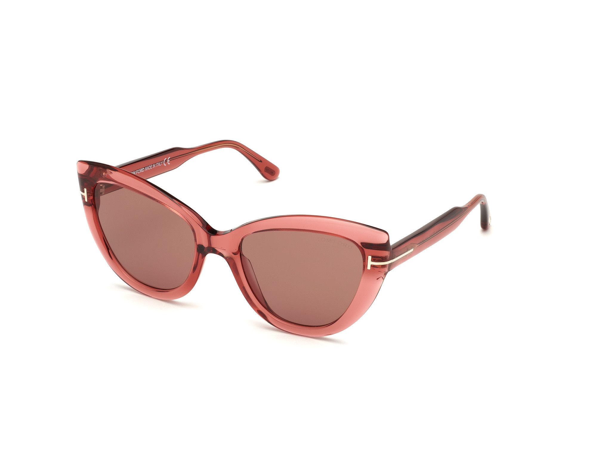 Tom Ford FT0762 Anya cateye sunglasses in Shiny Transparent Antique Dark