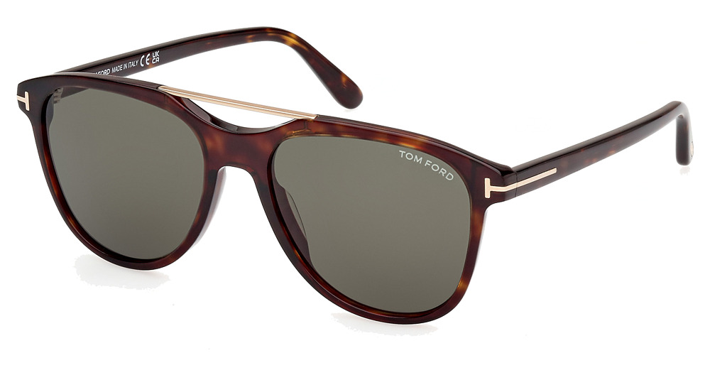 Tom Ford FT1098 aviator sunglasses in Dark Havana/Green