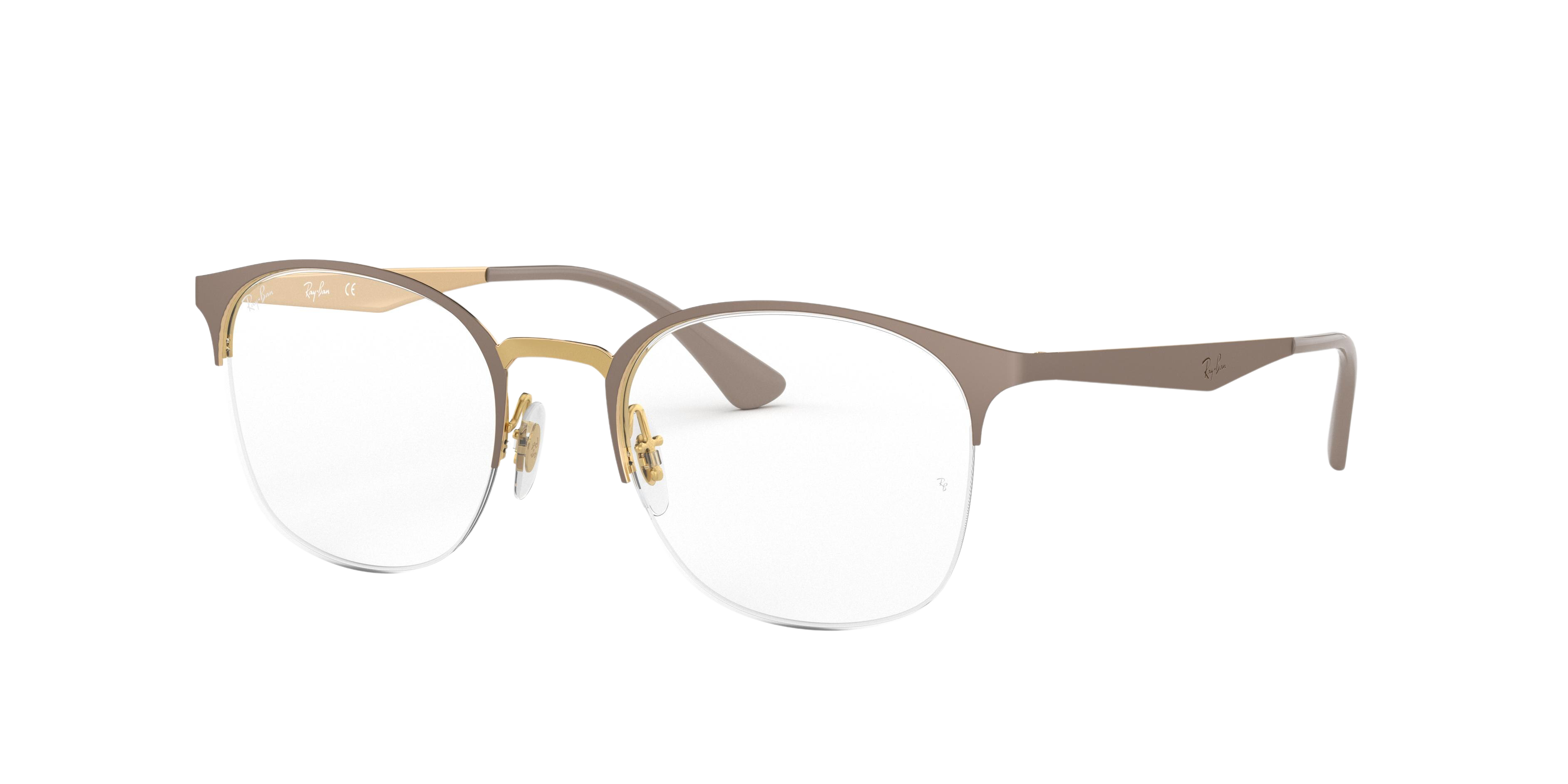 Ray-Ban RX6422 round eyeglasses in Gold on Top Matte Beige