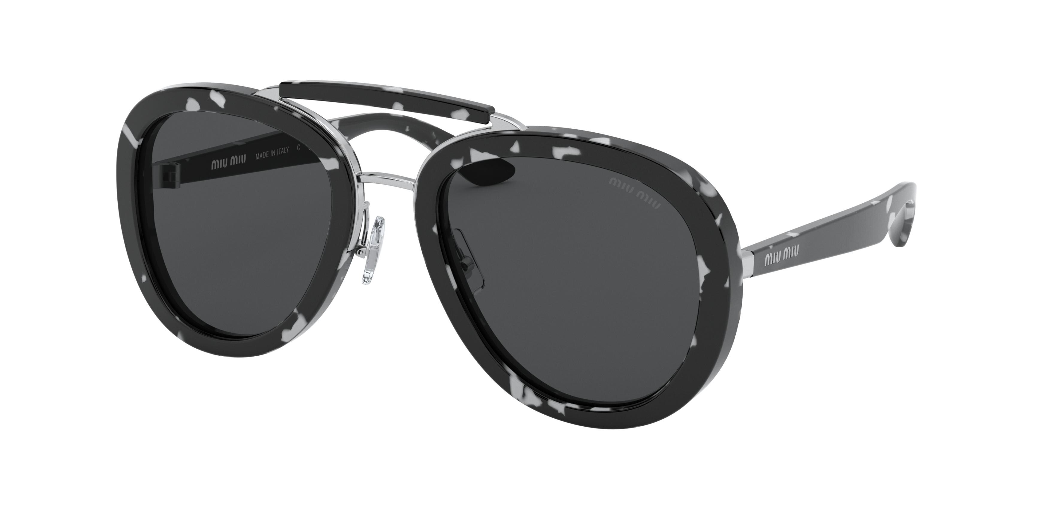 Miu Miu MU 05VS round sunglasses in Havana White Black
