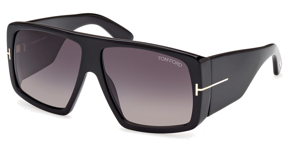 Tom Ford FT1036 square sunglasses in Shiny Black/Gradient Smoke