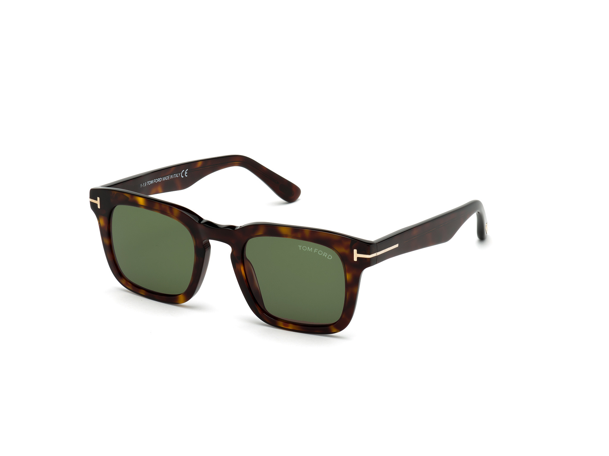 Tom Ford FT0751-F Dax square sunglasses in Shiny Classic Dark Havana/Green Lenses