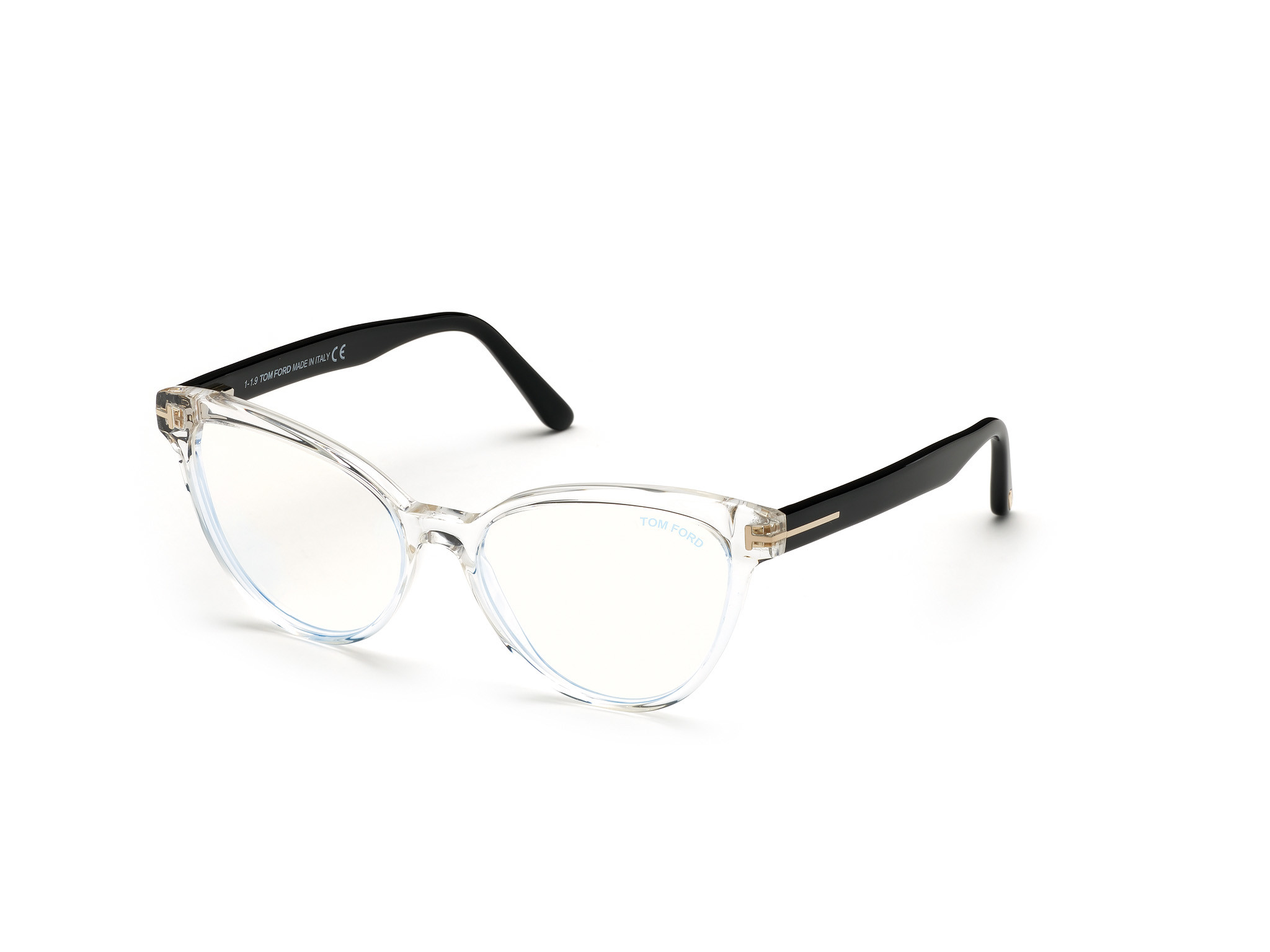 Shiny Crystal W. Black Temples/  Blue Block Lenses
