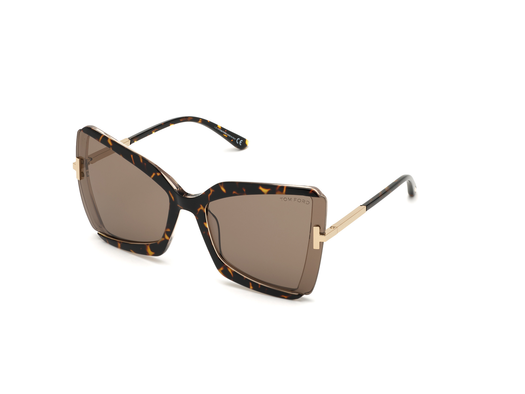 Tom Ford FT0766 Gia square sunglasses in Dark Havana & Transparent Lt. Grey