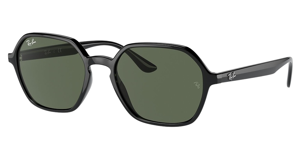 Ray-Ban RB4361 round sunglasses in Black/Dark Green