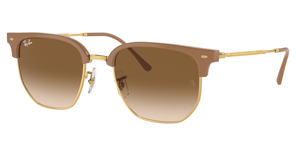 Ray-Ban RB4416F NEW CLUBMASTER round sunglasses in Beige on Arista/Clear Gradient Brown