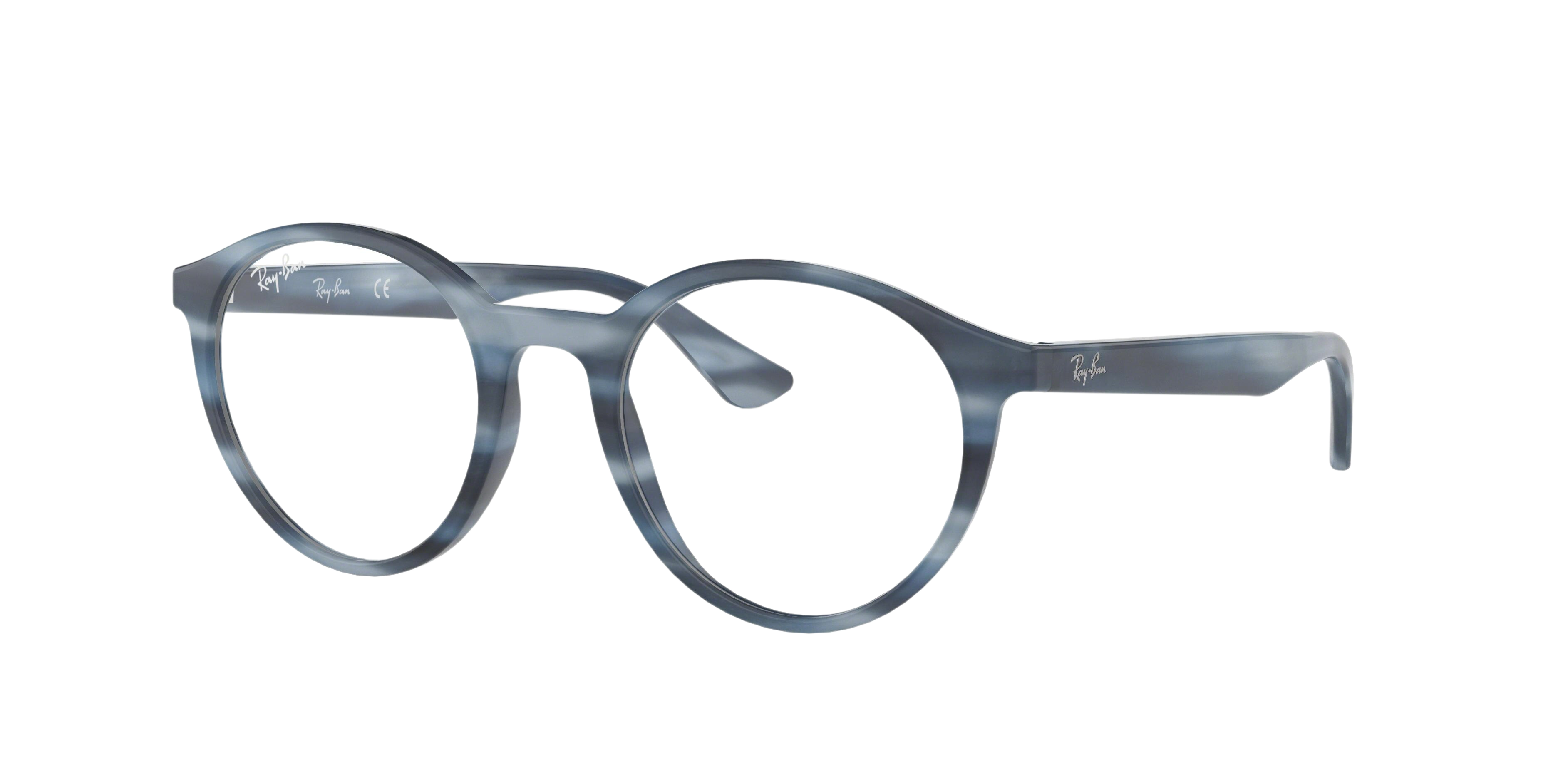 Ray-Ban RX5361 round eyeglasses in Horn Grey Blue