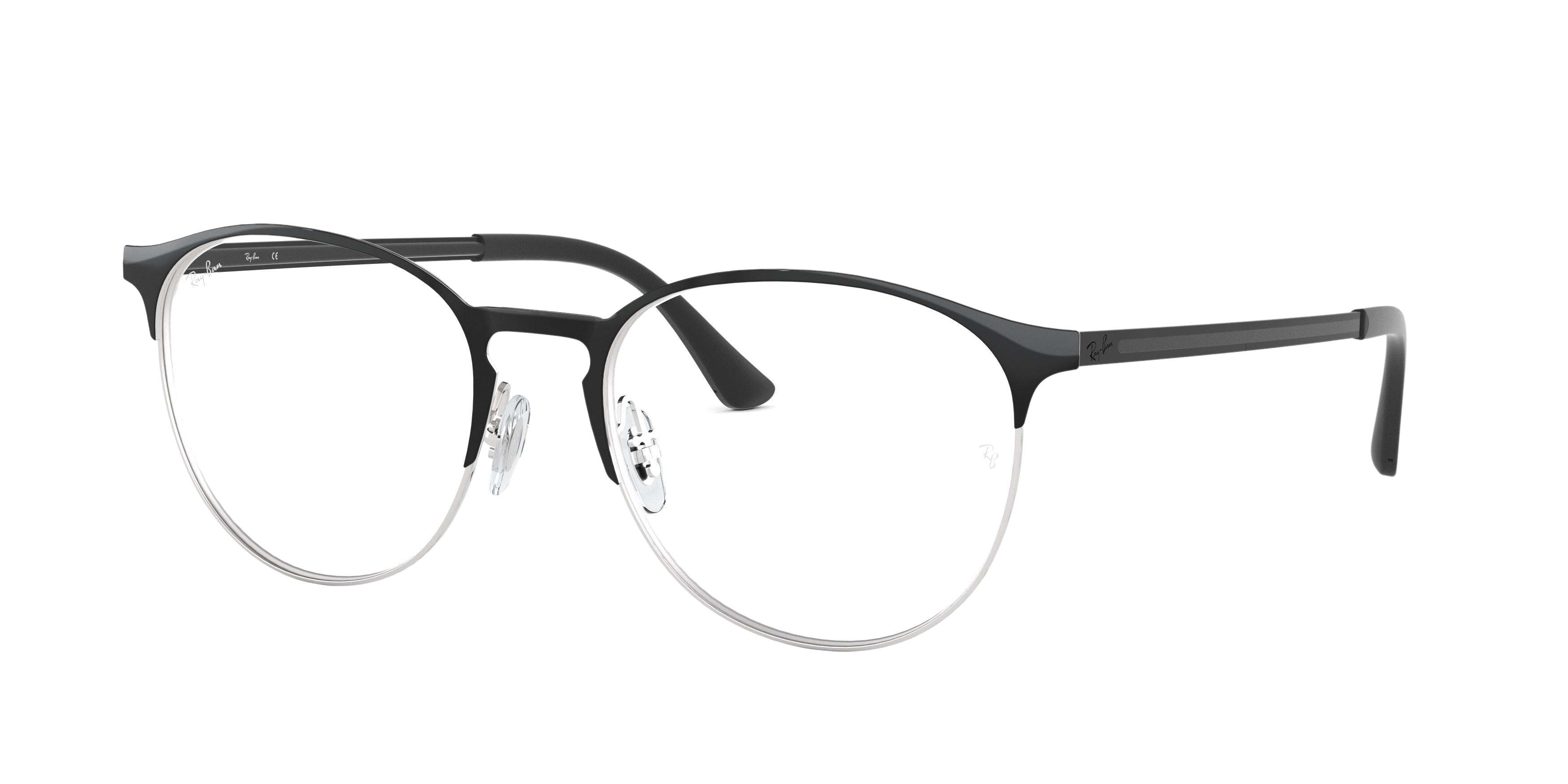 Ray-Ban RX6375F round eyeglasses in Silver on Top Black