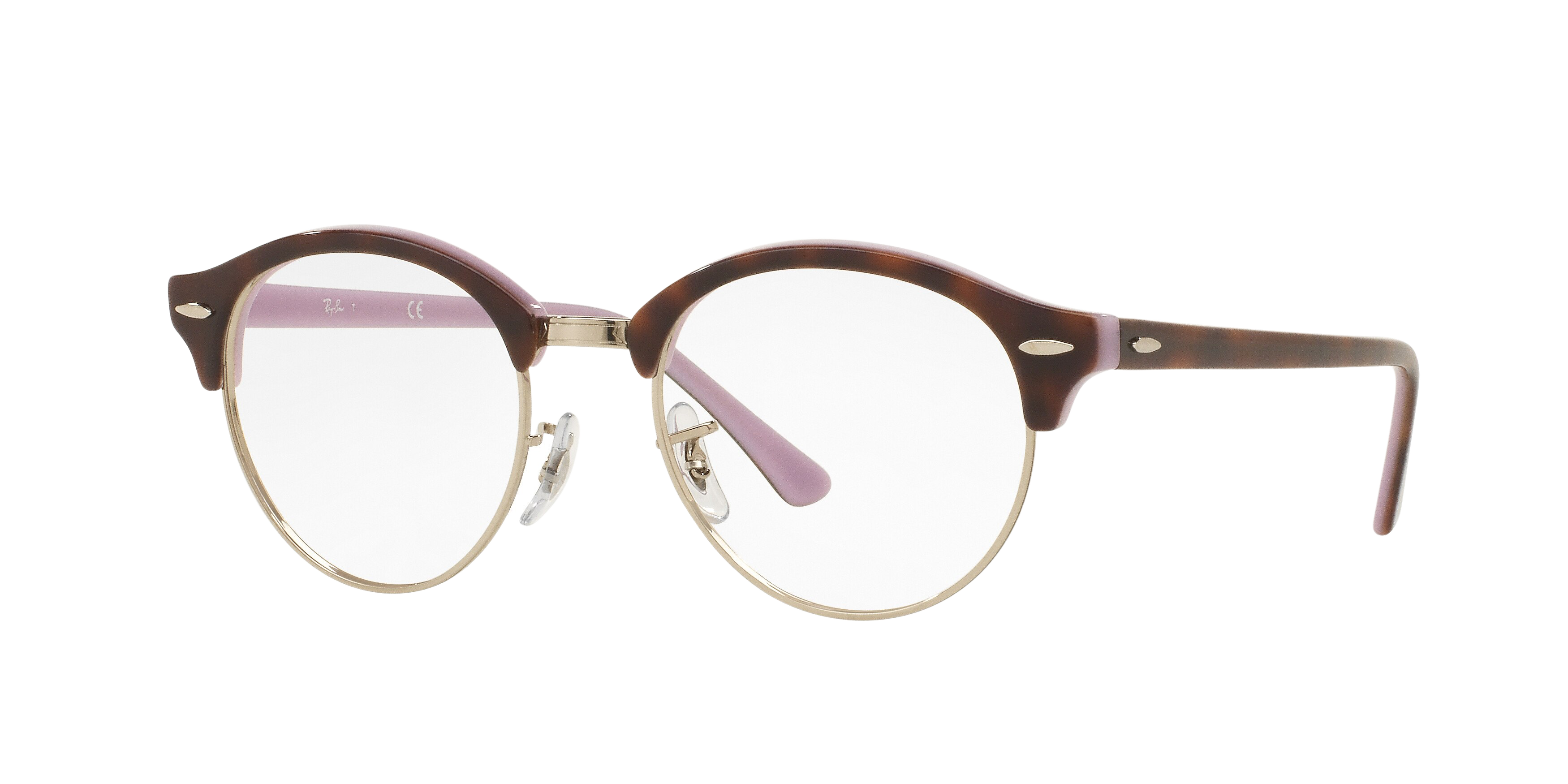 Ray-Ban RX4246V round eyeglasses in Top Havana on Opal Violet