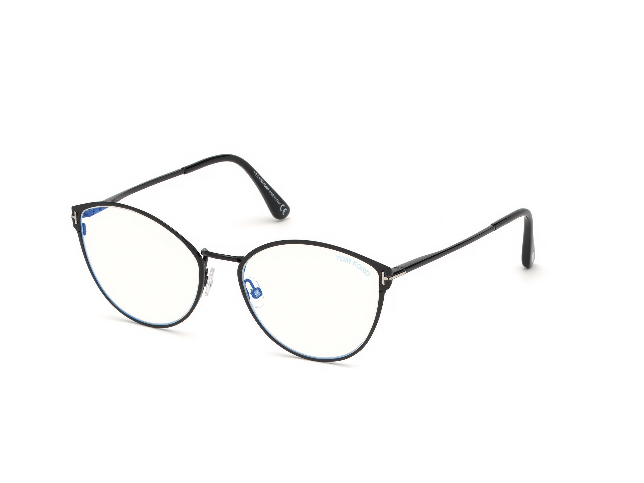 Shiny Black, Palladium "t" Logo, Black Tips/ Blue Block Lenses