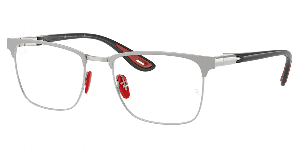 Ray-Ban RX6621M square eyeglasses in Matte Silver on Silver