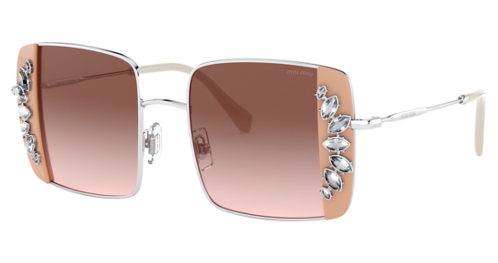 Miu Miu MU 56VS square sunglasses in Silver/Pink/Brown Gradient