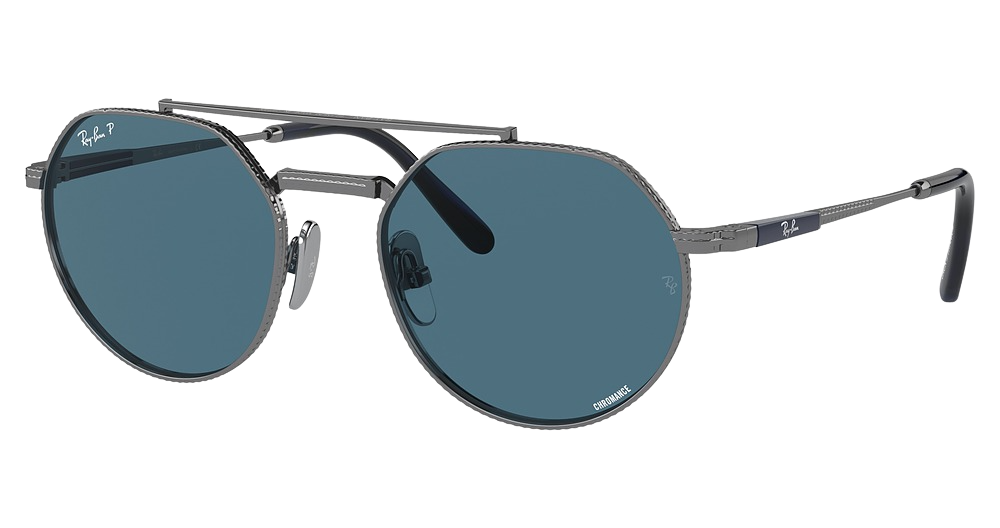 Ray-Ban RB8265 JACK II TITANIUM round sunglasses in Gunmetal/Polarized Blue