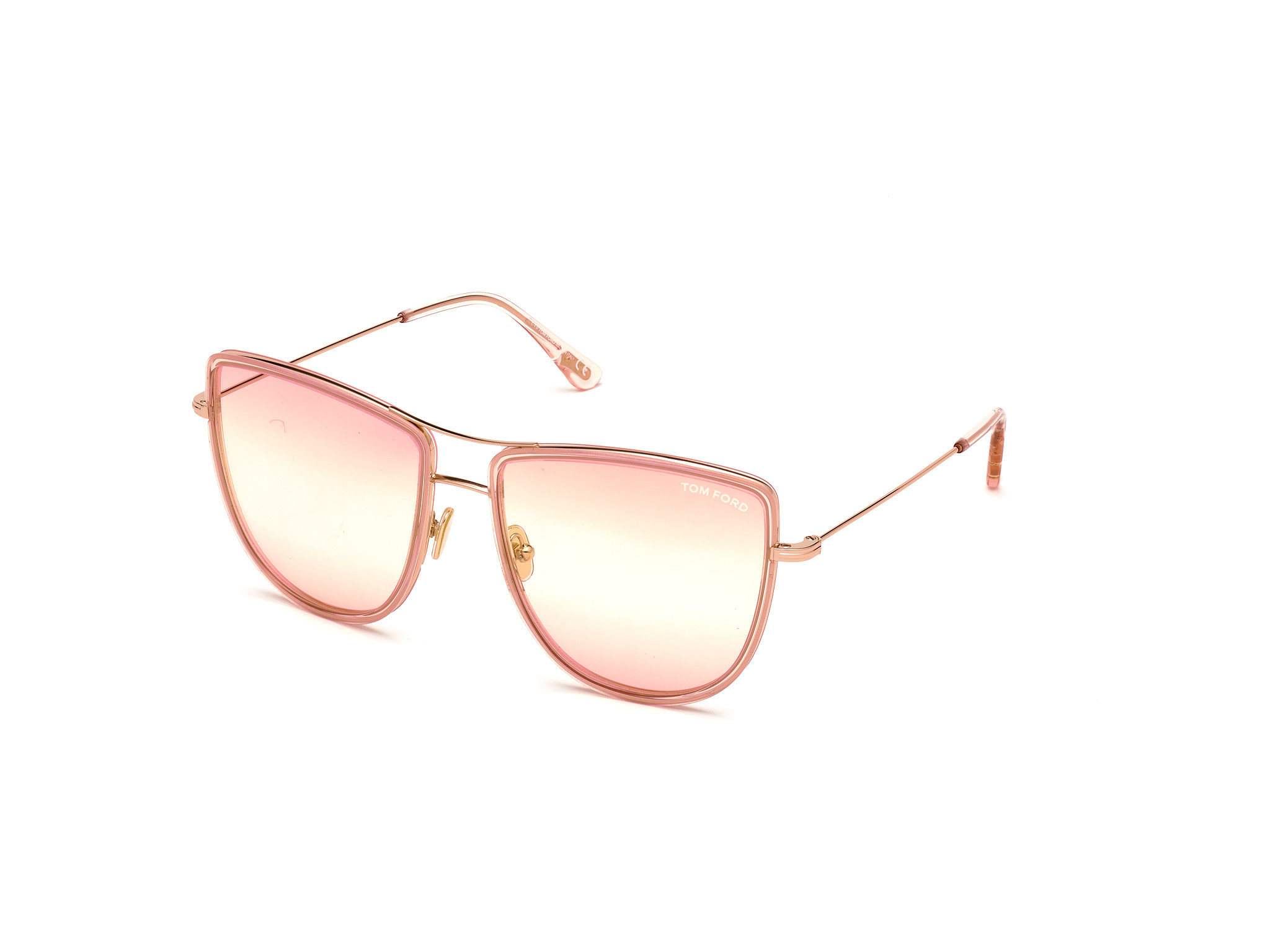 Tom Ford FT0759 Tina round sunglasses in Shiny Rose Gold