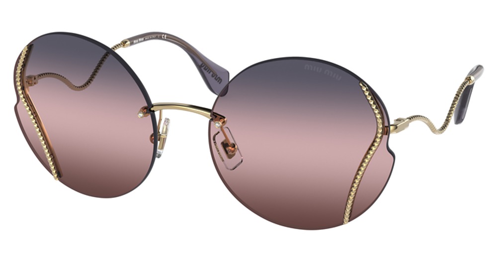 Miu Miu MU 50XS round sunglasses in Gold/Pink Blue Grey