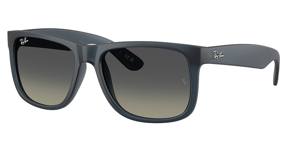 Ray-Ban RB4165F JUSTIN round sunglasses in Rubber Blue/Gradient Grey