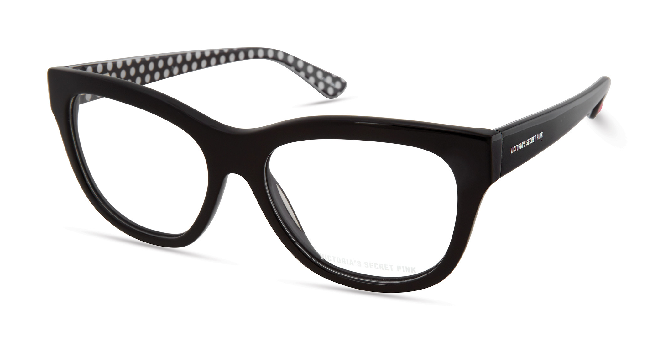 Black W/ Polka Dots Pattern Temple Inside W/ Heart