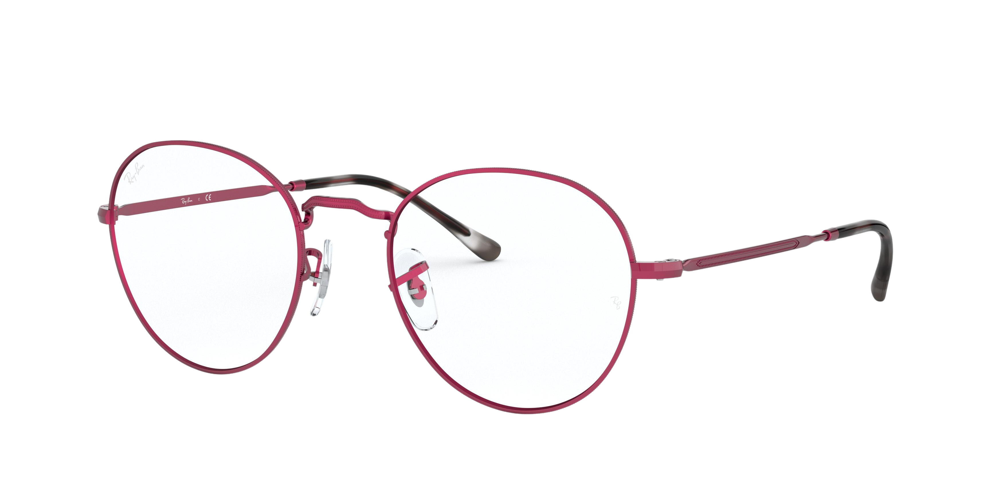 Ray-Ban RX3582V round eyeglasses in Sand Trasparent Red
