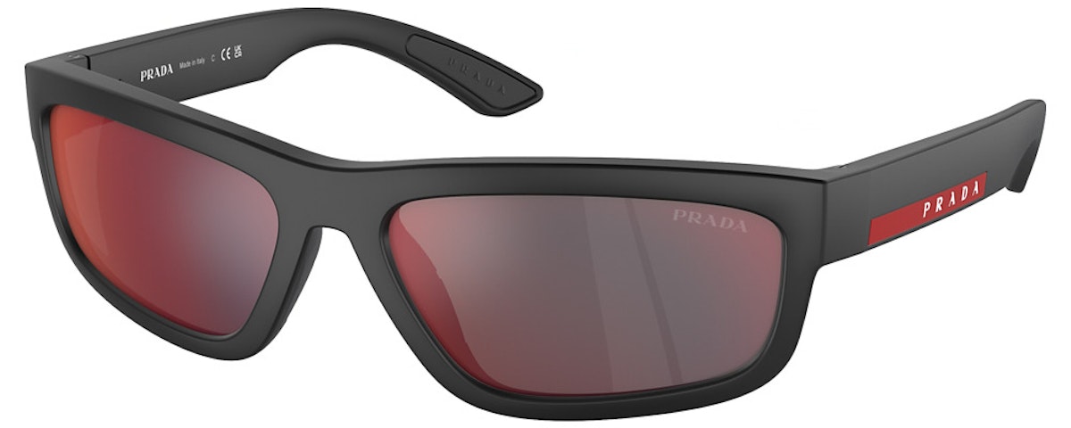 BLACK RUBBERED / DARK GREY MIRROR BLUE/RED