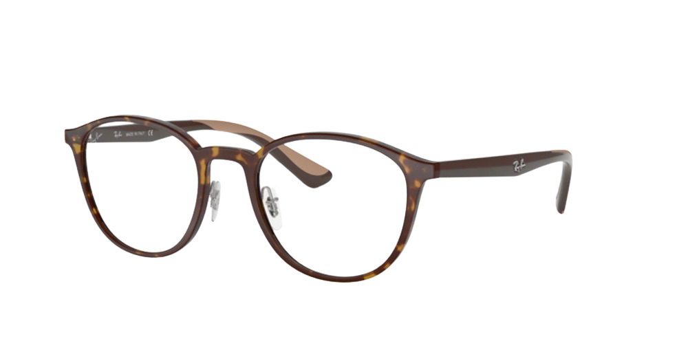 Ray-Ban RX7156 round eyeglasses in Havana