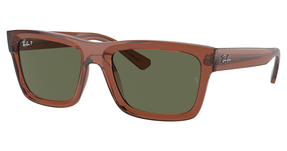 Ray-Ban RB4396F WARREN rectangle sunglasses in Transparent Brown/Dark Green Polarized
