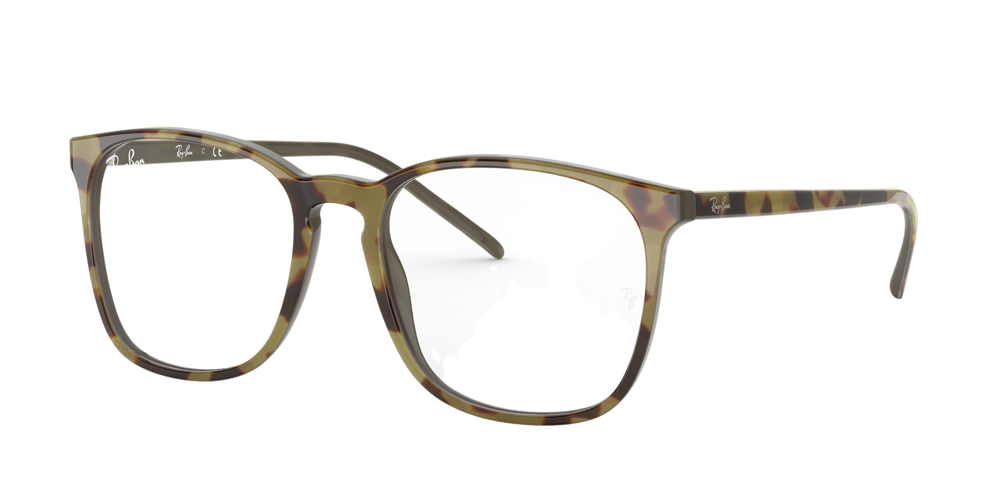 Ray-Ban RX5387 square eyeglasses in Top Yellow on Havana Opal Beig