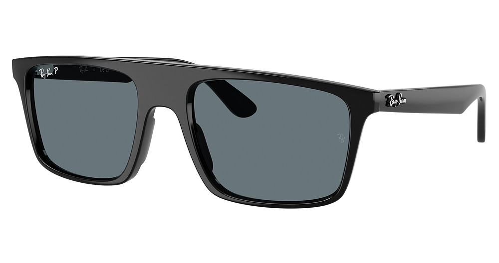 Ray-Ban RB2222F square sunglasses in Black/Dark Blue Polarized