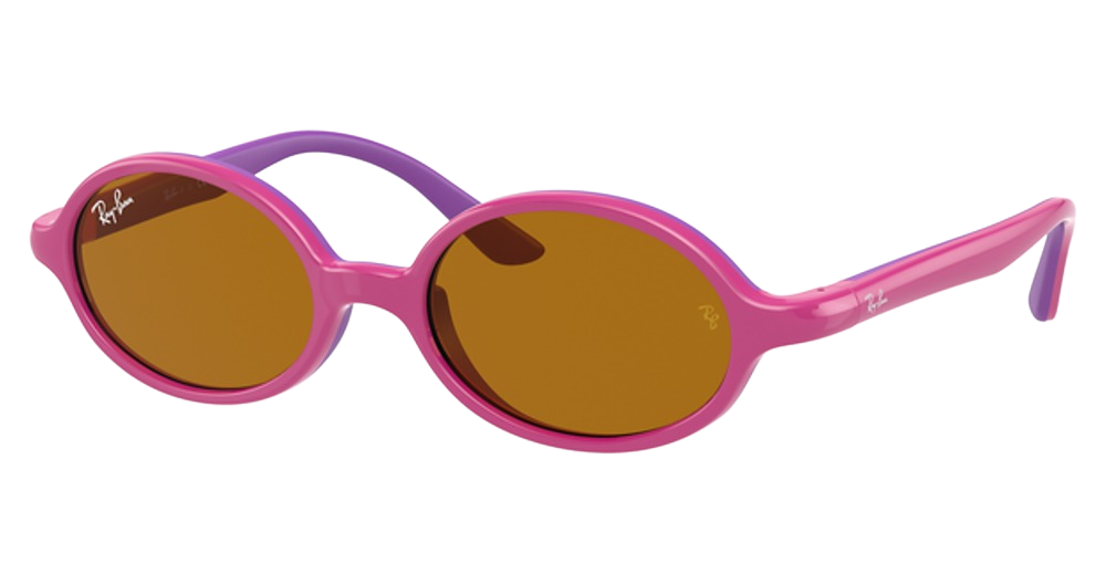 Ray-Ban RJ9145S round sunglasses in Fucsia on Rubber Violet/Brown