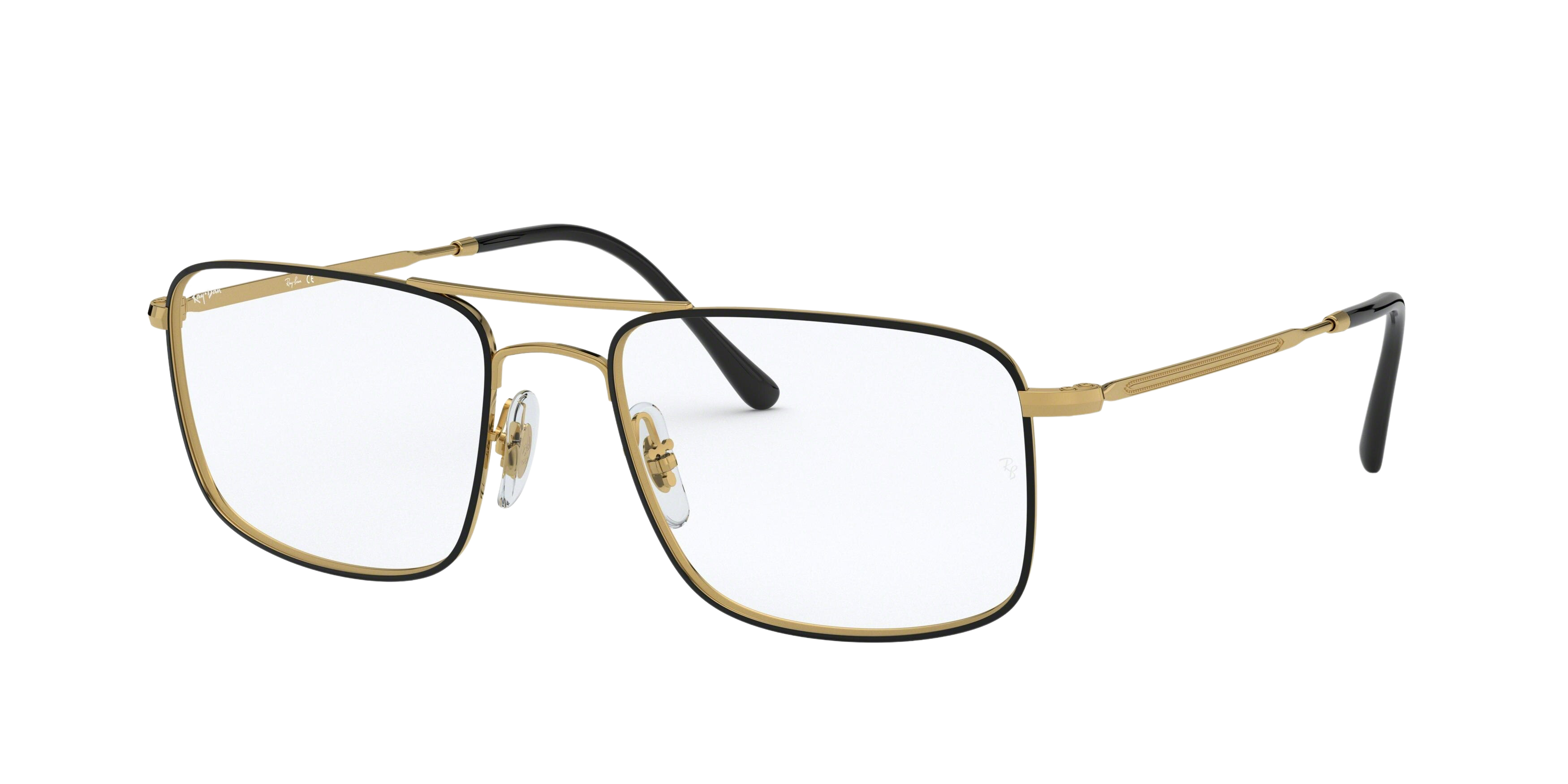 Ray-Ban RX6434 square eyeglasses in Top Black on Gold