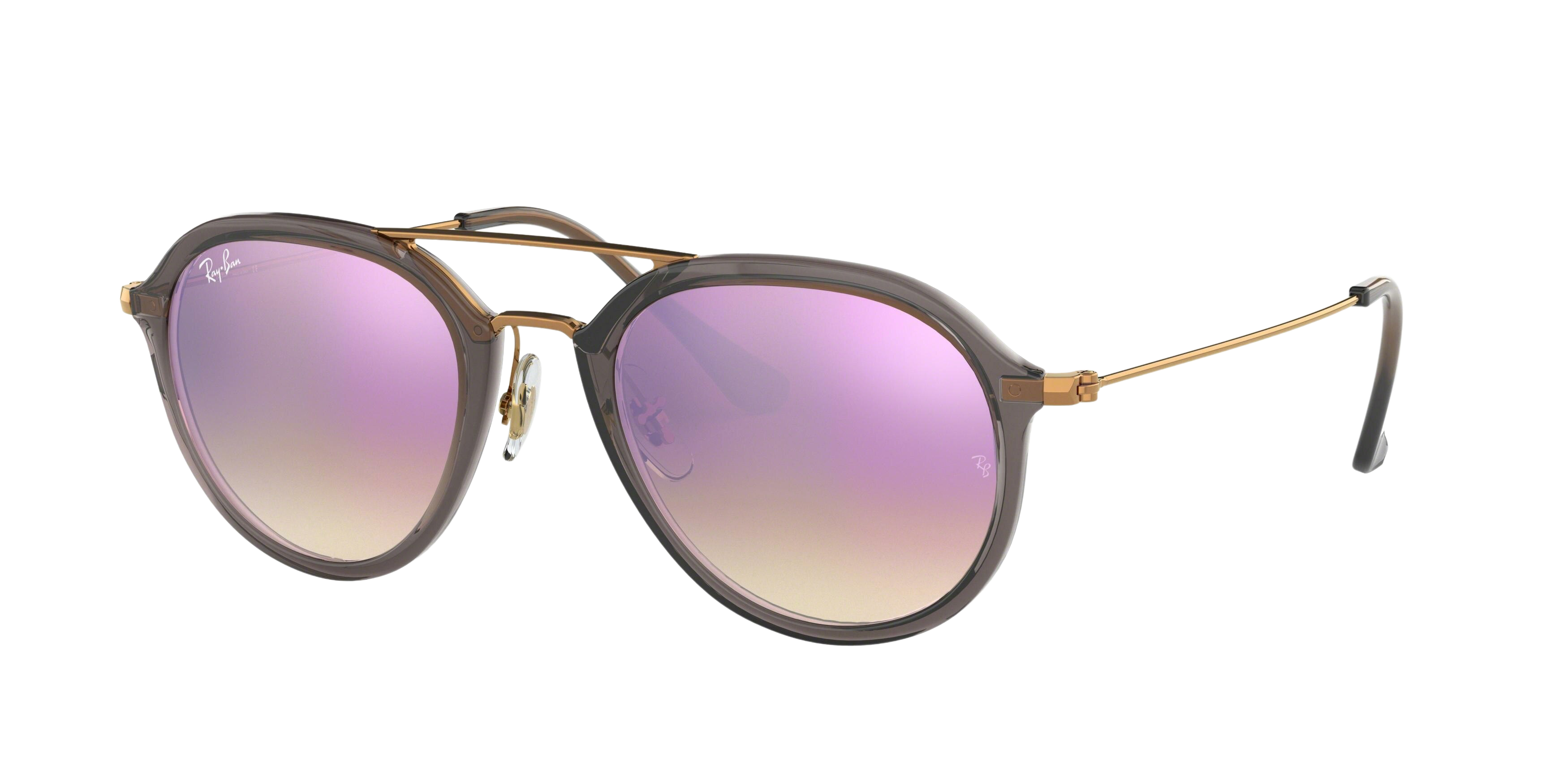 Ray-Ban RB4253 round sunglasses in Shiny Grey