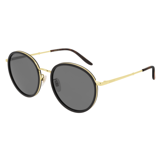 Gucci GG0677SK round sunglasses in Black Gold Grey/Grey