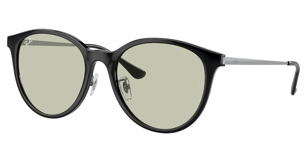 Ray-Ban RB4334D round sunglasses in Black/Light Green